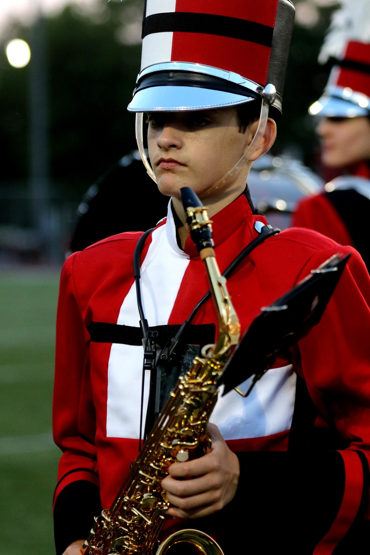 student with saxophone